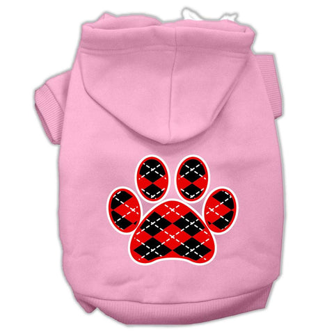 Argyle Paw Red Screen Print Pet Hoodies Light Pink Size Xs (8)