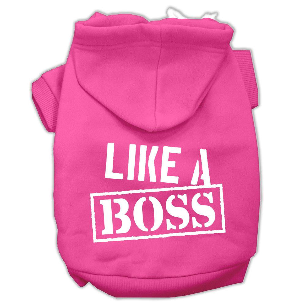 Like a Boss Screen Print Pet Hoodies Bright Pink Size Lg (14)