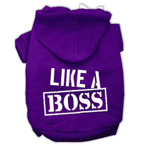 Like a Boss Screen Print Pet Hoodies Purple Size Lg (14)