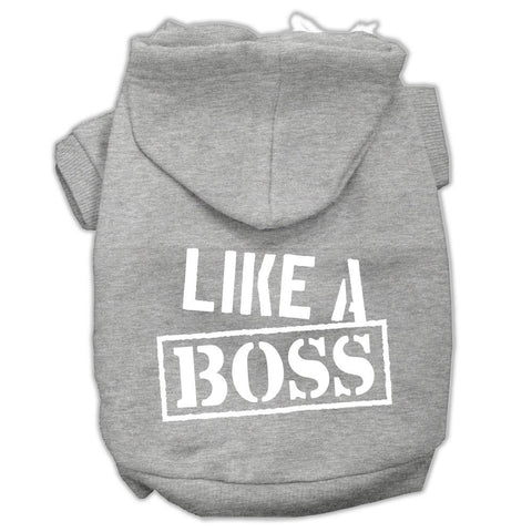 Like A Boss Screen Print Pet Hoodies Grey Size Med (12)