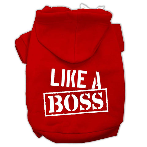 Like a Boss Screen Print Pet Hoodies Red Size Sm (10)