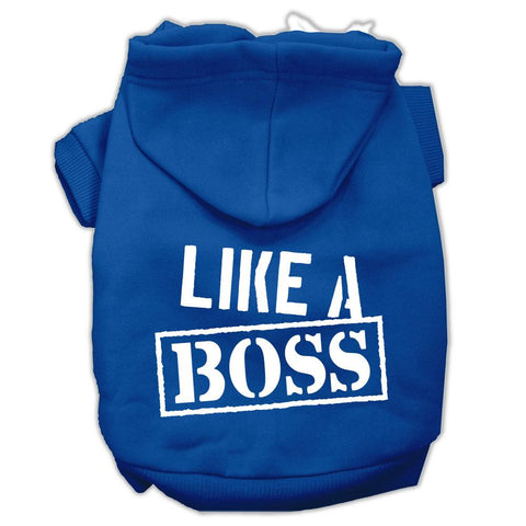 Like a Boss Screen Print Pet Hoodies Blue Size XS (8)