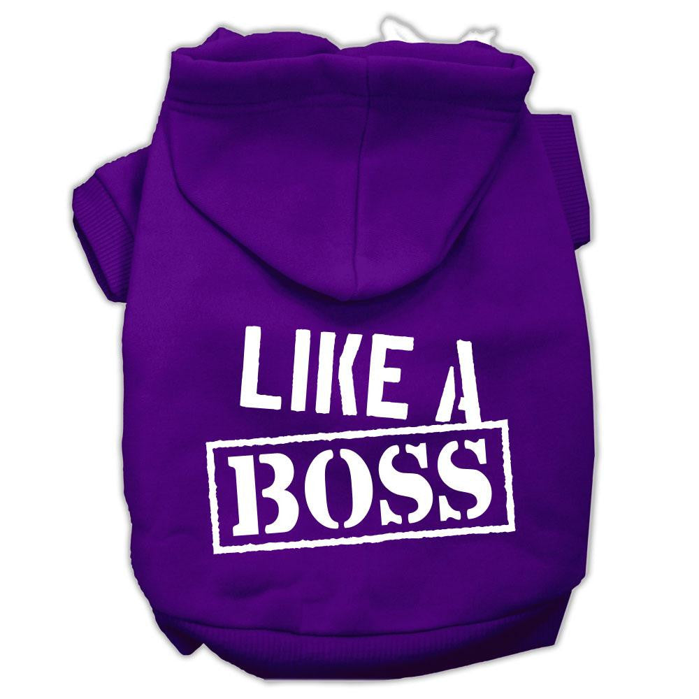 Like a Boss Screen Print Pet Hoodies Purple Size XS (8)