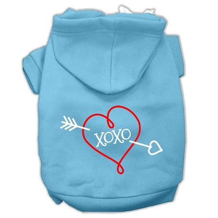 Xoxo Screen Print Pet Hoodies Baby Blue Size Lg (14)