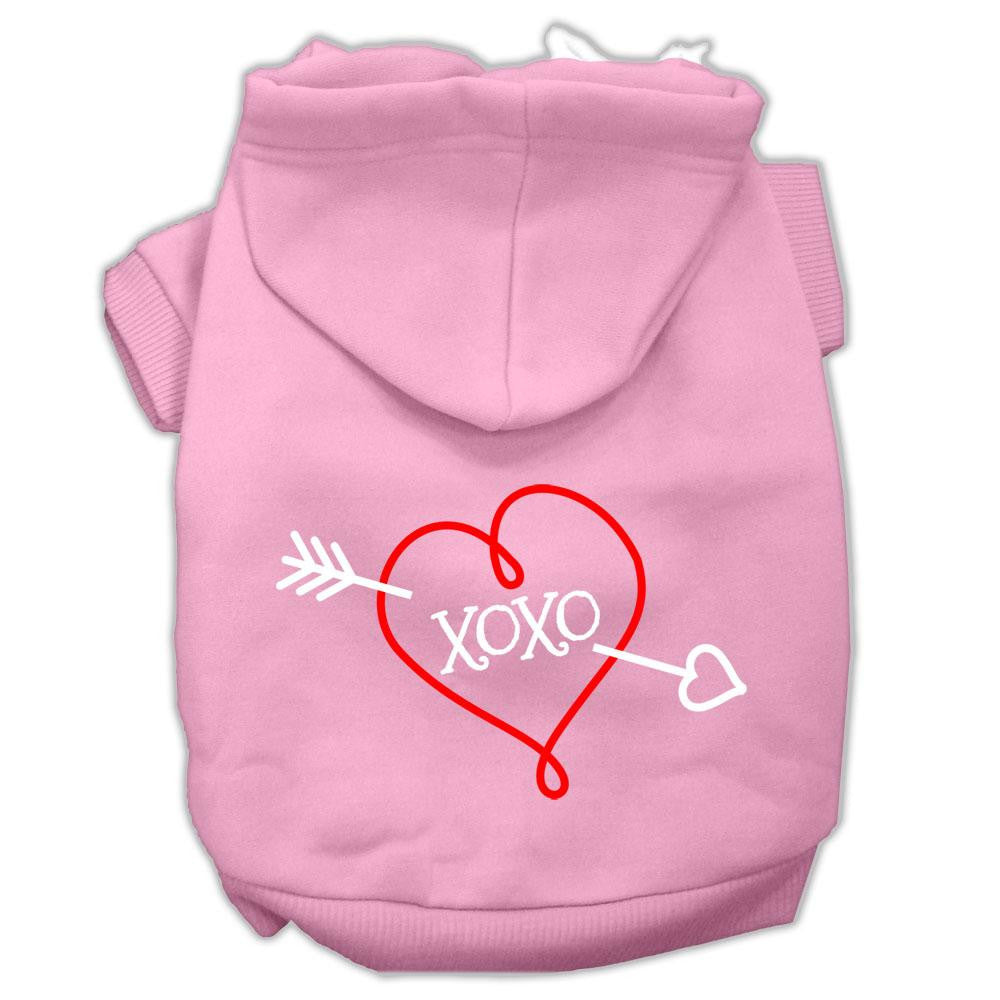 Xoxo Screen Print Pet Hoodies Light Pink Size Lg (14)