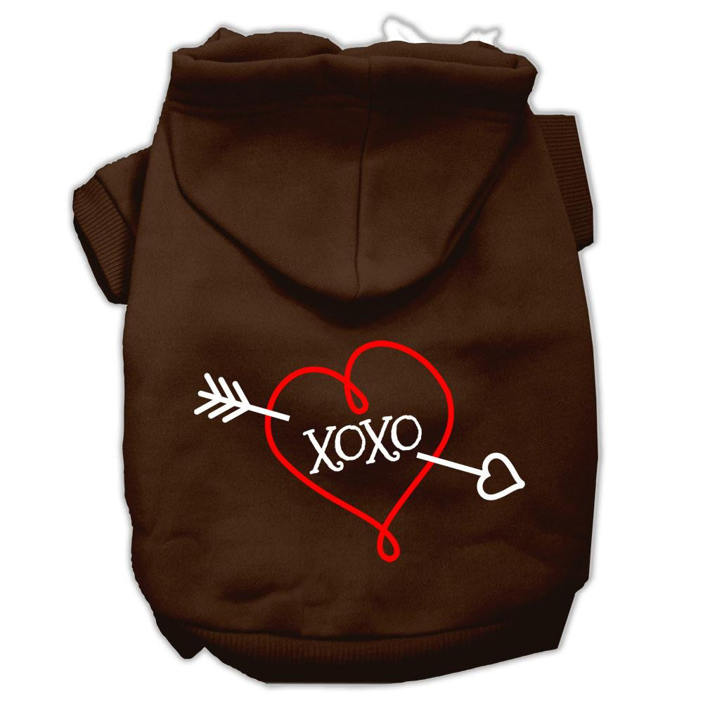 XOXO Screen Print Pet Hoodies Brown Size XS (8)