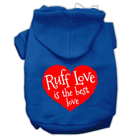 Ruff Love Screen Print Pet Hoodies Blue Size Lg (14)