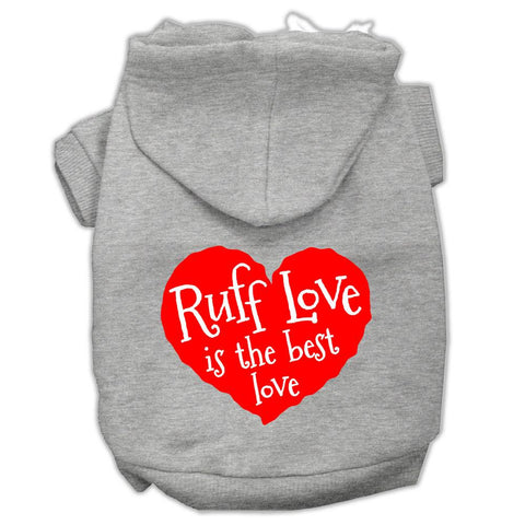 Ruff Love Screen Print Pet Hoodies Grey Size Lg (14)