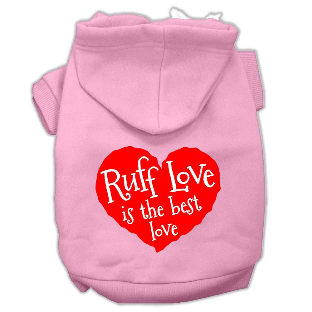 Ruff Love Screen Print Pet Hoodies Light Pink Size Lg (14)