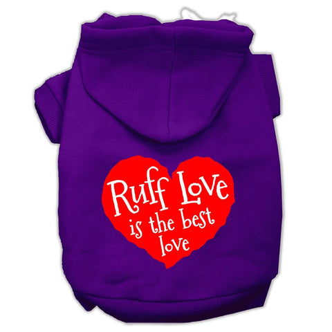 Ruff Love Screen Print Pet Hoodies Purple Size Lg (14)