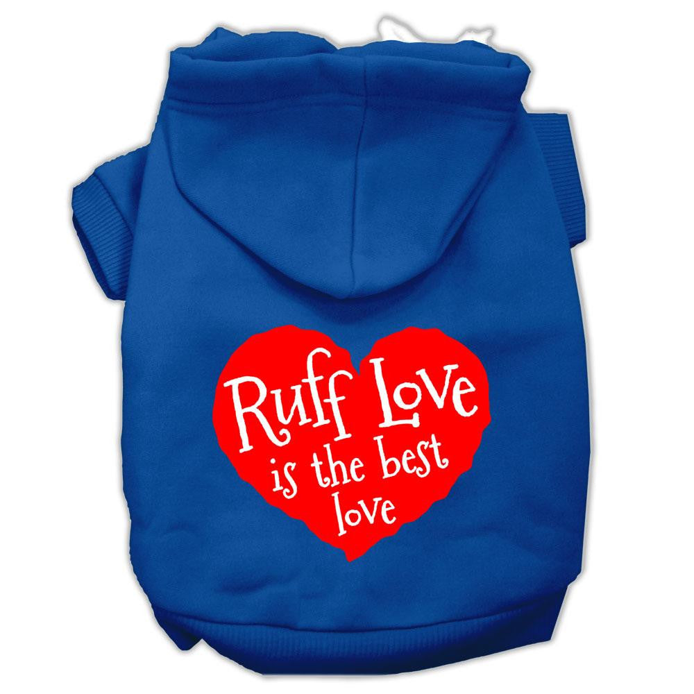 Ruff Love Screen Print Pet Hoodies Blue Size Med (12)