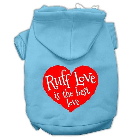 Ruff Love Screen Print Pet Hoodies Baby Blue Size Xs (8)