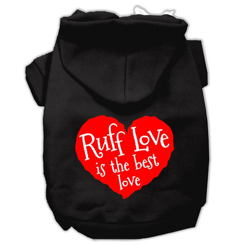 Ruff Love Screen Print Pet Hoodies Black Size XS (8)