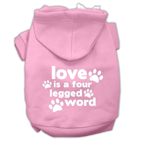 Love Is A Four Leg Word Screen Print Pet Hoodies Light Pink Size Lg (14)