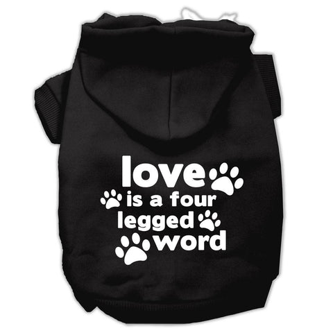 Love is a Four Leg Word Screen Print Pet Hoodies Black Size Med (12)