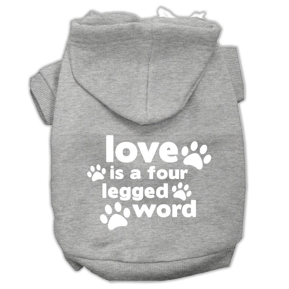 Love Is A Four Leg Word Screen Print Pet Hoodies Grey Size Xl (16)