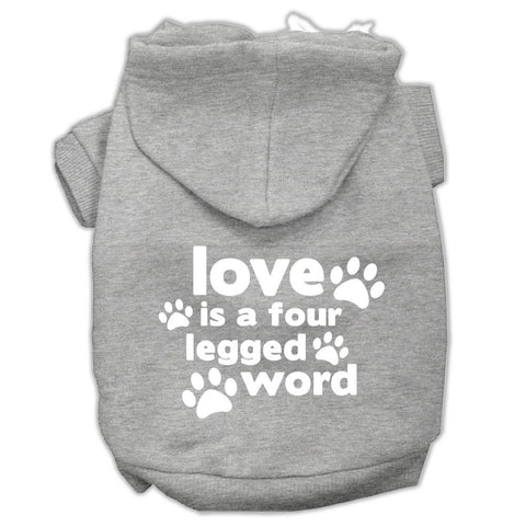Love Is A Four Leg Word Screen Print Pet Hoodies Grey Size Xl (16)