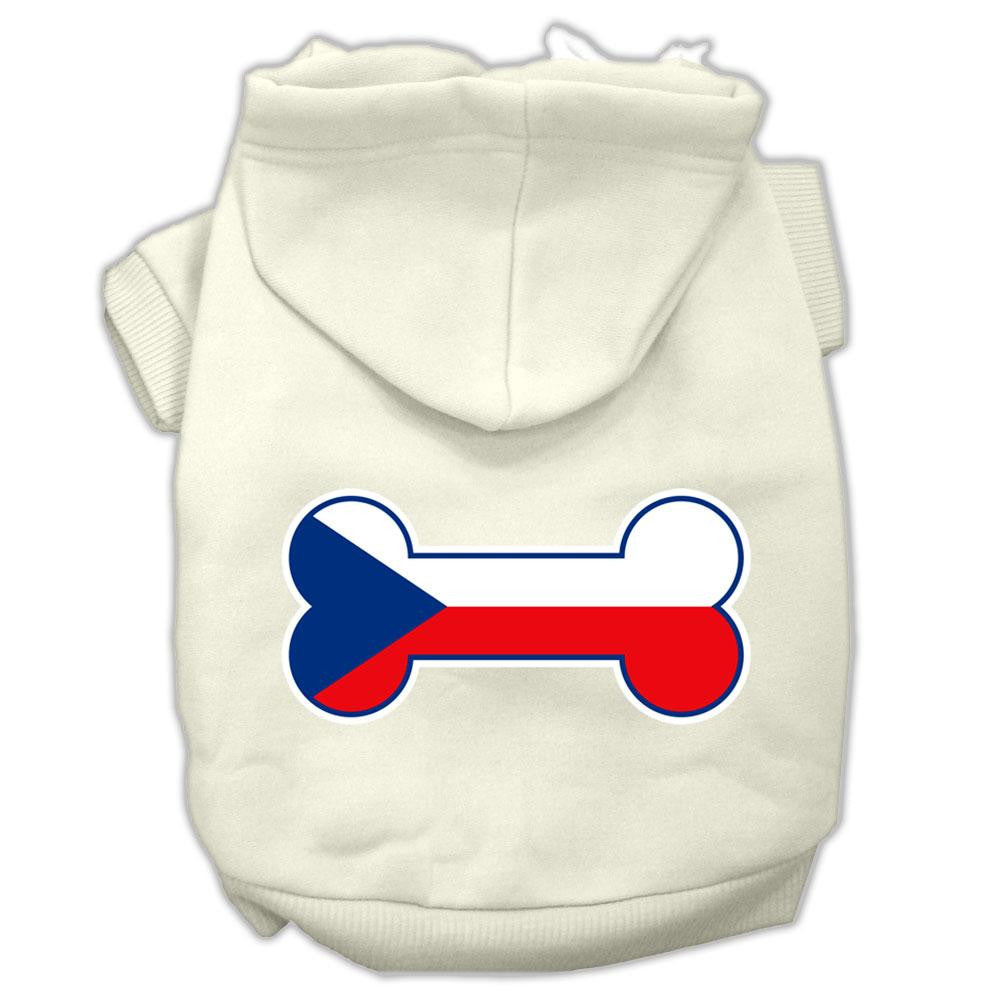 Bone Shaped Czech Republic Flag Screen Print Pet Hoodies Cream L (14)