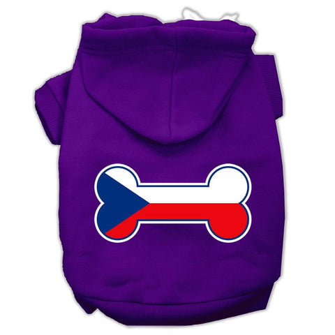 Bone Shaped Czech Republic Flag Screen Print Pet Hoodies Purple M (12)