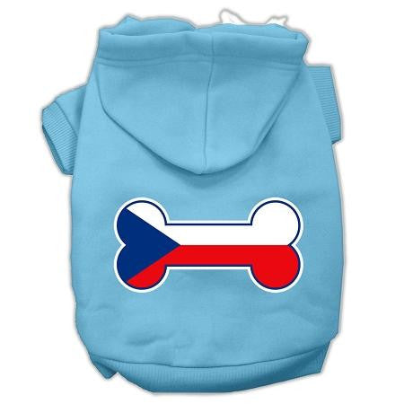 Bone Shaped Czech Republic Flag Screen Print Pet Hoodies Baby Blue S (10)