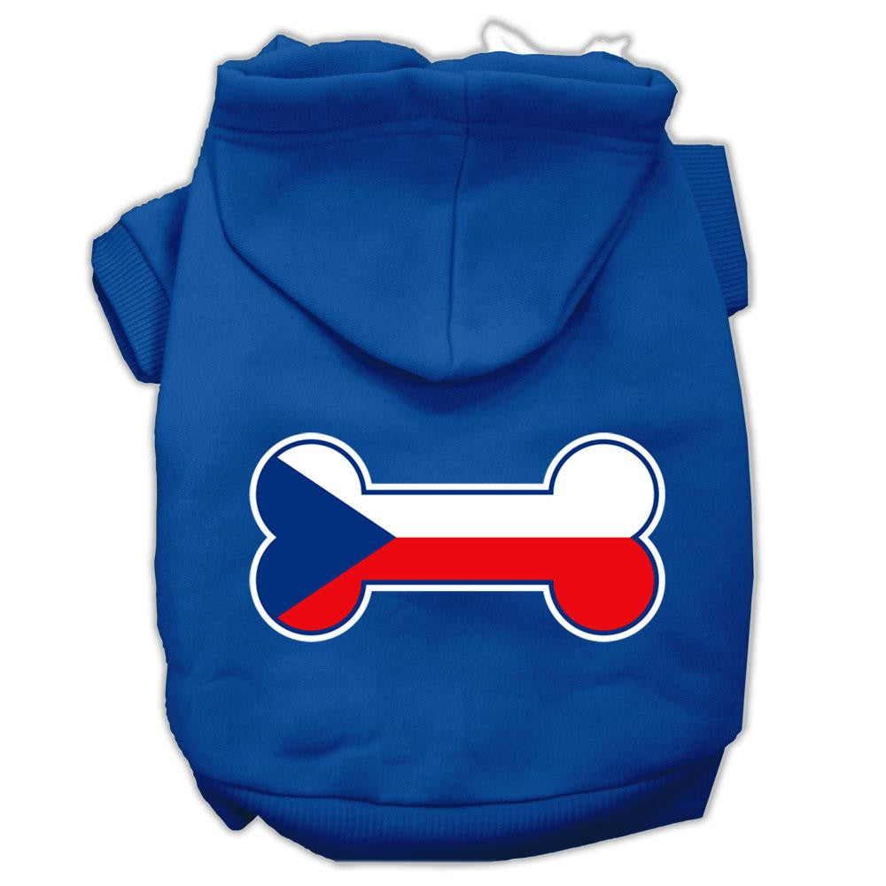 Bone Shaped Czech Republic Flag Screen Print Pet Hoodies Blue S (10)