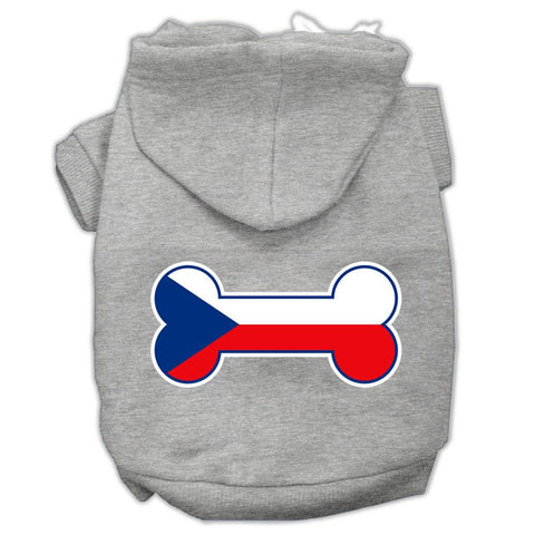 Bone Shaped Czech Republic Flag Screen Print Pet Hoodies Grey S (10)