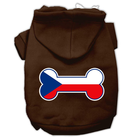 Bone Shaped Czech Republic Flag Screen Print Pet Hoodies Brown Size XS (8)