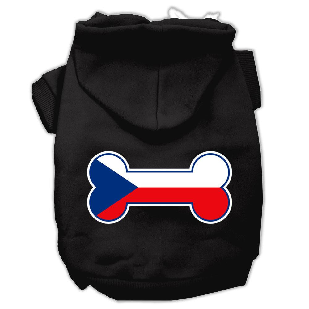 Bone Shaped Czech Republic Flag Screen Print Pet Hoodies Black XXL (18)