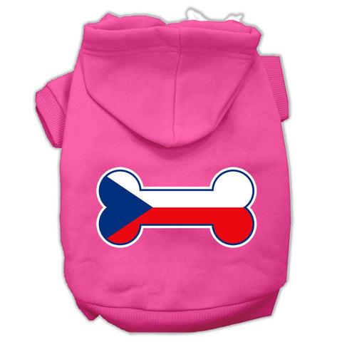 Bone Shaped Czech Republic Flag Screen Print Pet Hoodies Bright Pink Size XXL (18)