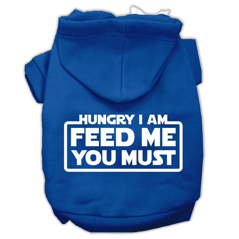 Hungry I Am Screen Print Pet Hoodies Blue Size Med (12)