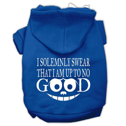 Up To No Good Screen Print Pet Hoodies Blue Size Lg (14)