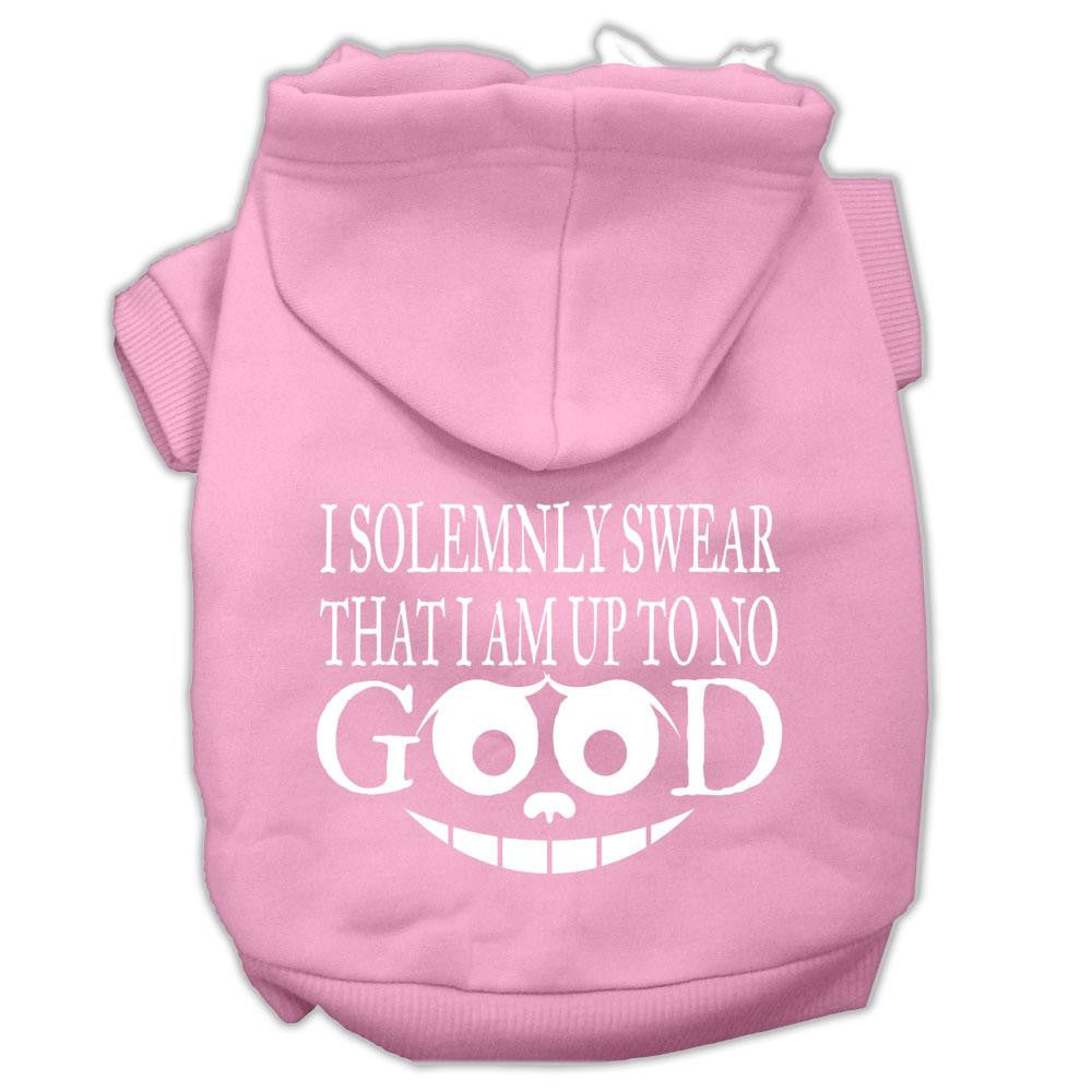 Up To No Good Screen Print Pet Hoodies Light Pink Size Sm (10)