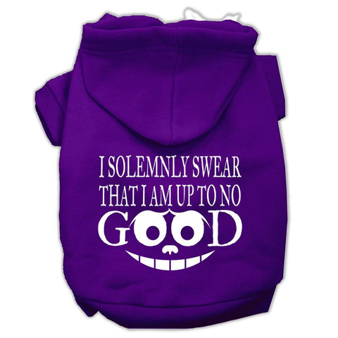 Up to No Good Screen Print Pet Hoodies Purple Size Sm (10)