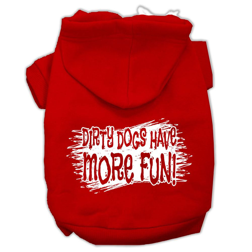 Dirty Dogs Screen Print Pet Hoodies Red Size Lg (14)