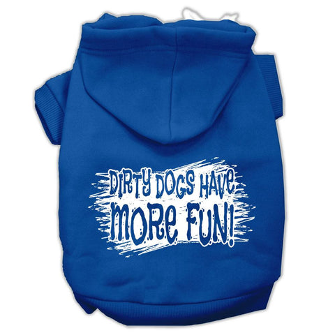 Dirty Dogs Screen Print Pet Hoodies Blue Size XS (8)