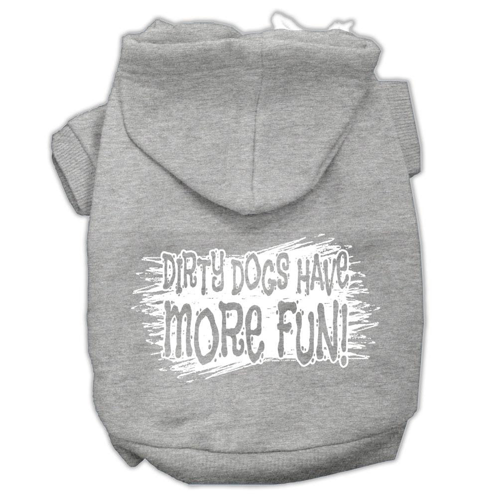 Dirty Dogs Screen Print Pet Hoodies Grey Size Xs (8)