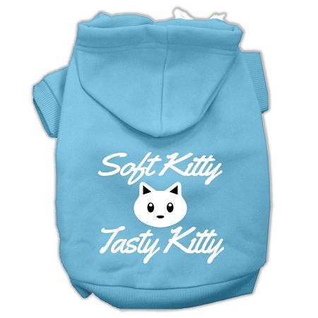 Softy Kitty, Tasty Kitty Screen Print Dog Pet Hoodies Baby Blue Size Lg (14)