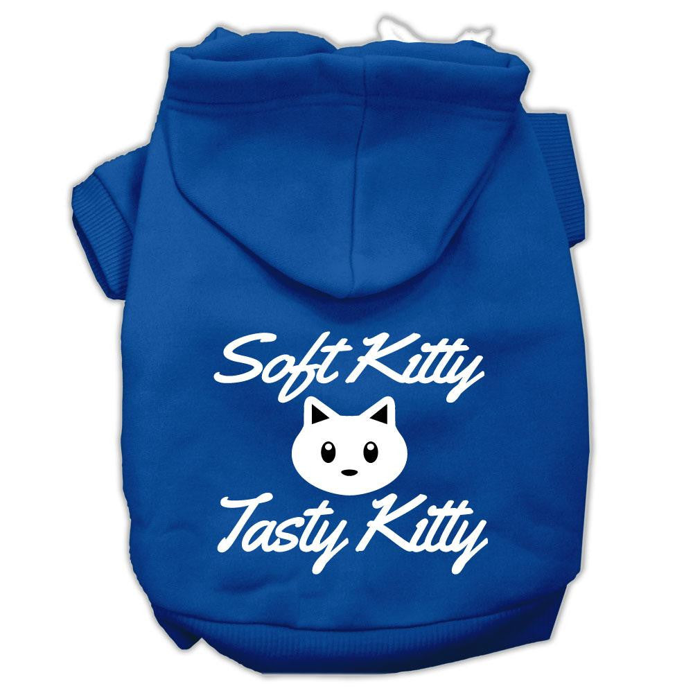 Softy Kitty, Tasty Kitty Screen Print Dog Pet Hoodies Blue Size Lg (14)