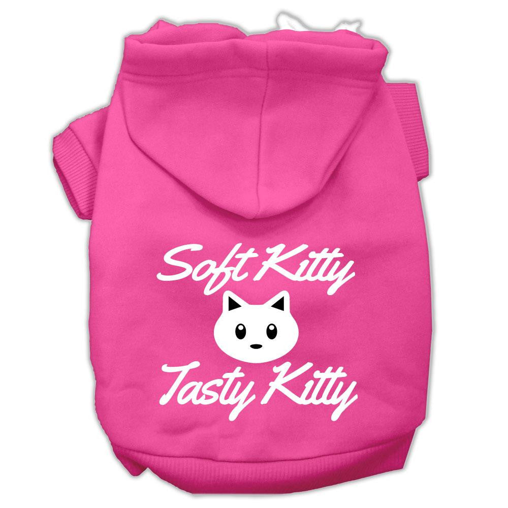 Softy Kitty, Tasty Kitty Screen Print Dog Pet Hoodies Bright Pink Size Lg (14)