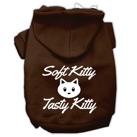 Softy Kitty, Tasty Kitty Screen Print Dog Pet Hoodies Brown Size Lg (14)