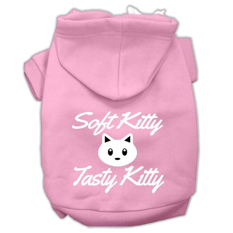 Softy Kitty, Tasty Kitty Screen Print Dog Pet Hoodies Light Pink Size Lg (14)