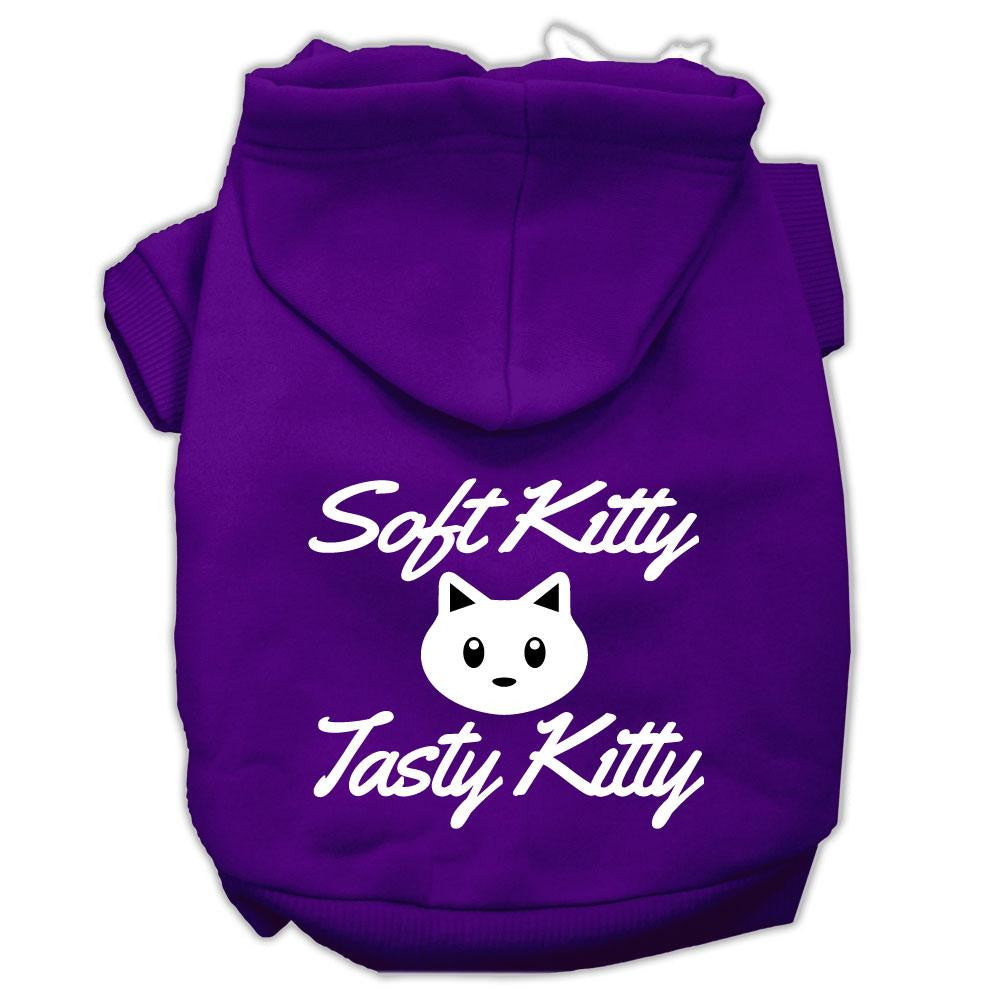 Softy Kitty, Tasty Kitty Screen Print Dog Pet Hoodies Purple Size Lg (14)