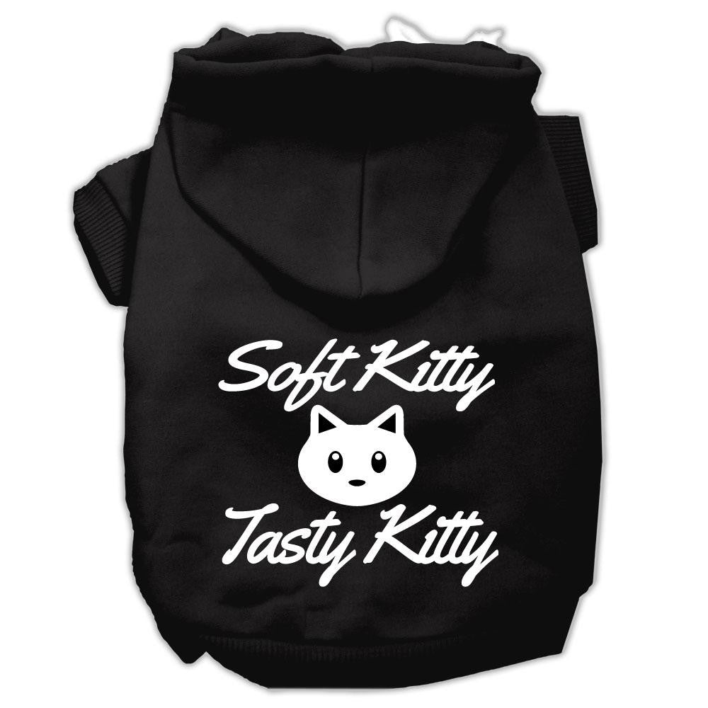 Softy Kitty, Tasty Kitty Screen Print Dog Pet Hoodies Black Size Med (12)