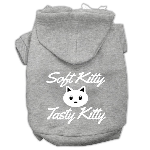 Softy Kitty, Tasty Kitty Screen Print Dog Pet Hoodies Grey Size Med (12)