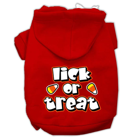 Lick Or Treat Screen Print Pet Hoodies Red Size S (10)