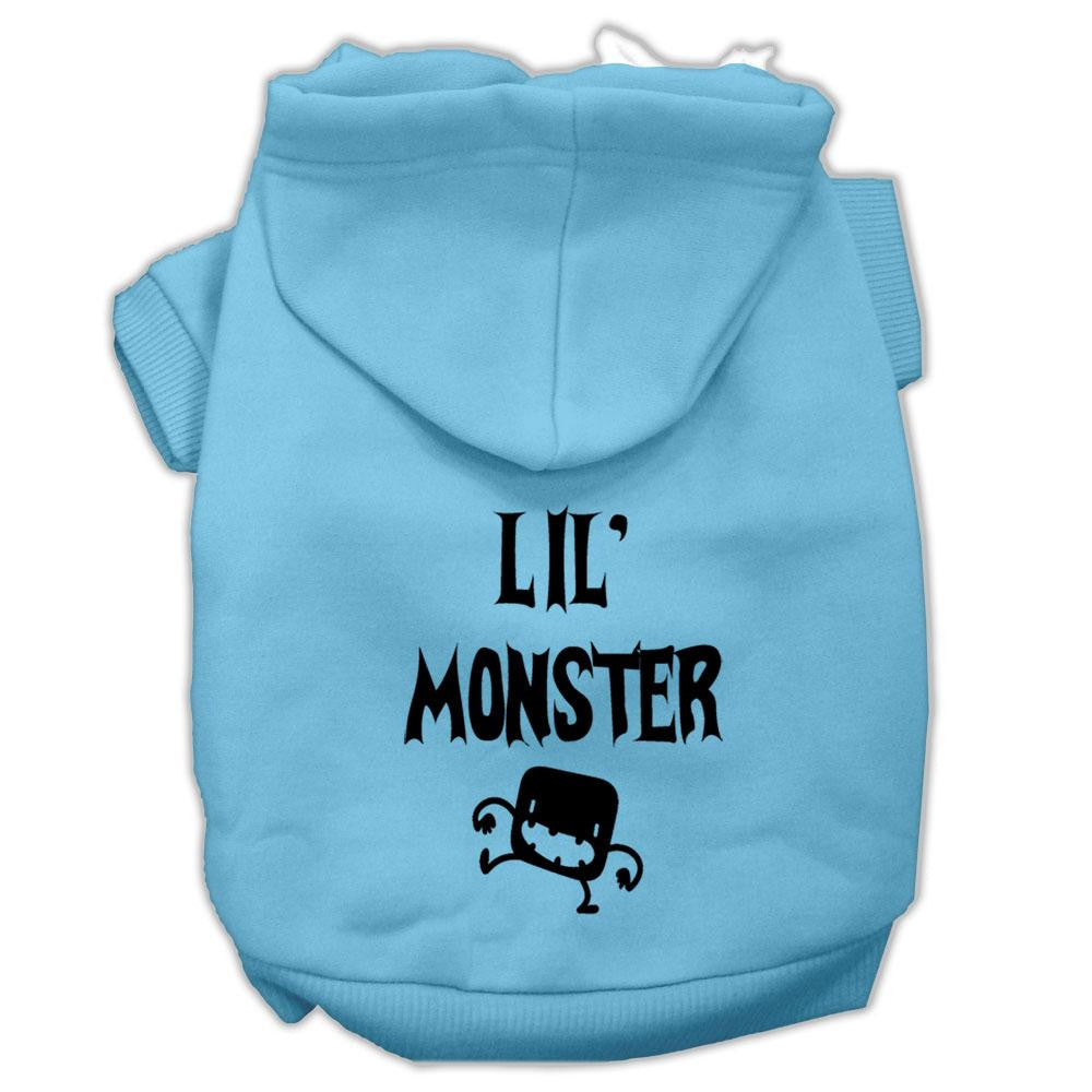 Lil Monster Screen Print Pet Hoodies Baby Blue Size Lg (14)