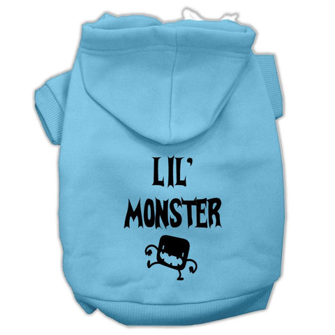 Lil Monster Screen Print Pet Hoodies Baby Blue Size Lg (14)