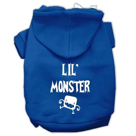 Lil Monster Screen Print Pet Hoodies Blue Size Med (12)