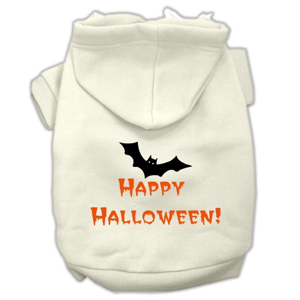 Happy Halloween Screen Print Pet Hoodies Cream Size S (10)