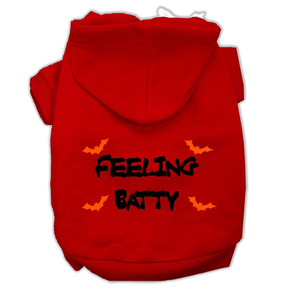 Feeling Batty Screen Print Pet Hoodies Red Size Lg (14)